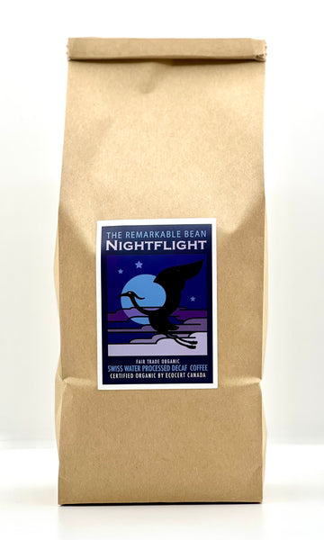 Nightflight Decaf. Certified Organic Coffee —-medium roast- Swiss