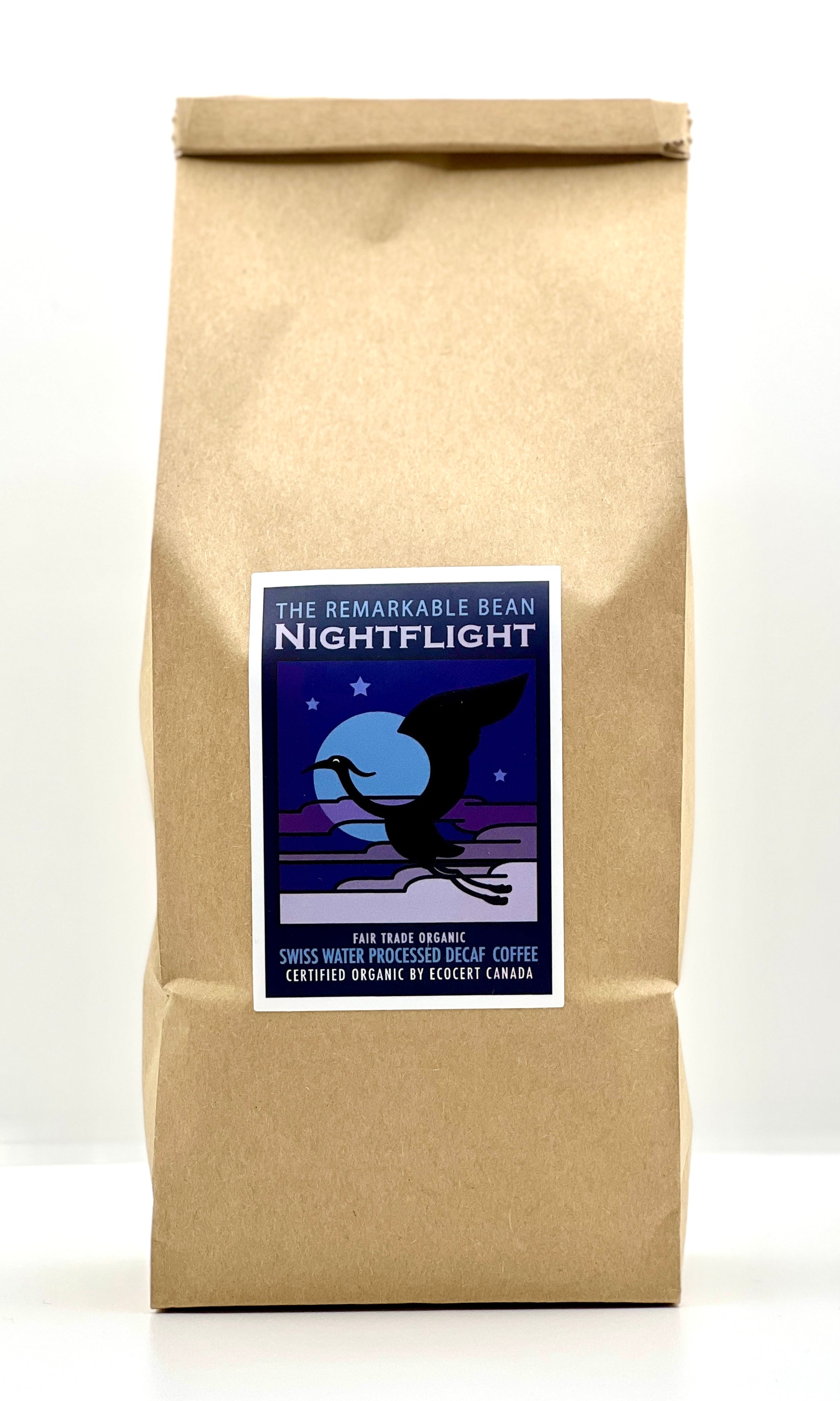 Nightflight Decaf. Certified Organic Coffee —-medium roast- Swiss water processed- 1 lb